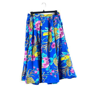 Vintage Vibrant Paula Saker Pineapple Floral Skirt 10